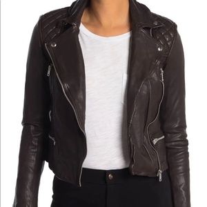 ALLSAINTS Catch Biker Jacket In Oxblood Red